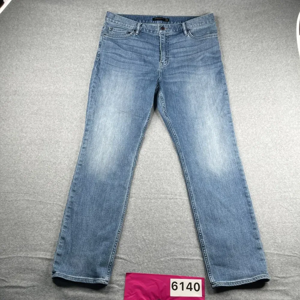 Banana Republic Slim Fit Denim Jeans Mens 36x32 Blue Casual Distressed